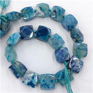Natural Sakura Agate Beads Faceted Square Blue Dye, approx 18-20mm [GB22920]