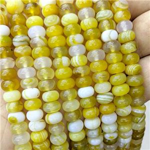 Natural Stripe Agate Beads Banded Smooth Rondelle Yellow Dye, approx 5-8mm [GB22922]
