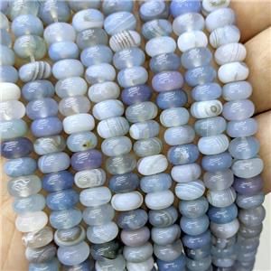 Natural Stripe Agate Beads Banded Smooth Rondelle Blue Dye, approx 5-8mm [GB22923]
