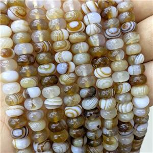 Natural Stripe Agate Beads Banded Smooth Rondelle Coffee Dye, approx 5-8mm [GB22924]