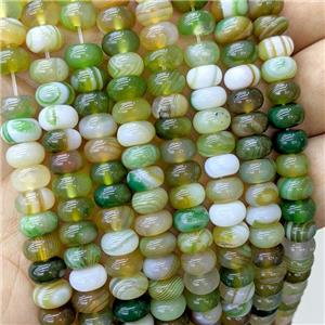 Natural Stripe Agate Beads Banded Smooth Rondelle Green Dye, approx 5-8mm [GB22925]