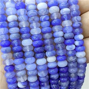 Natural Stripe Agate Beads Banded Smooth Rondelle Skyblue Dye, approx 5-8mm [GB22927]