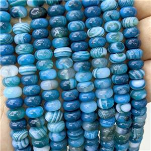 Natural Stripe Agate Beads Banded Smooth Rondelle Blue Dye, approx 5-8mm [GB22929]