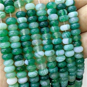 Natural Stripe Agate Beads Banded Smooth Rondelle Green Dye, approx 5-8mm [GB22930]