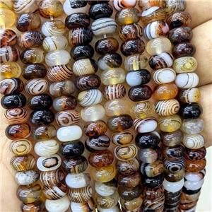 Natural Stripe Agate Beads Banded Smooth Rondelle AmberCoffee Dye, approx 5-8mm [GB22931]