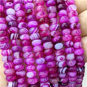 Natural Stripe Agate Beads Banded Smooth Rondelle Hotpink Dye, approx 5-8mm [GB22932]