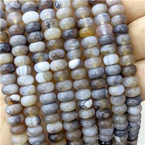 Natural Stripe Agate Beads Banded Smooth Rondelle Gray Dye, approx 5-8mm [GB22933]