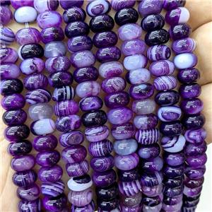 Natural Stripe Agate Beads Banded Smooth Rondelle Purple Dye, approx 5-8mm [GB22936]