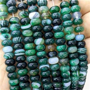 Natural Stripe Agate Beads Banded Smooth Rondelle Mint Green Dye, approx 5-8mm [GB22937]