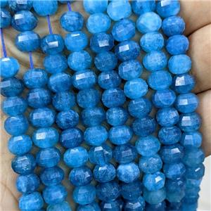 Natural Jade Beads Blue Dye Faceted Pumpkin, approx 8mm [GB22969]