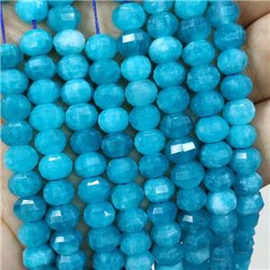 Natural Jade Beads Aqua Dye Faceted Pumpkin, approx 8mm [GB22970]
