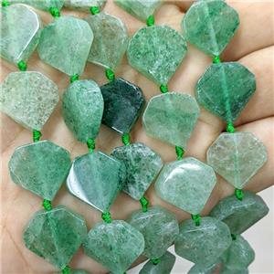 Natural Green Strawberry Quartz Heart Beads, approx 16mm [GB22982]