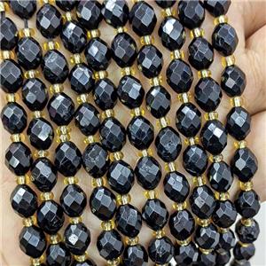 Natural Black Tourmaline Beads Faceted Rice, approx 6-8mm [GB22994]