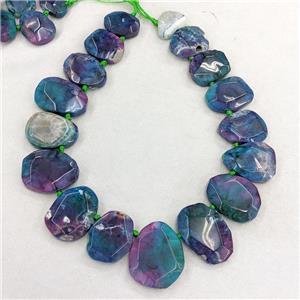 Natural Dragon Veins Agate Teardrop Graduated Beads Topdrilled Blue Dye, approx 20-40mm [GB23015]