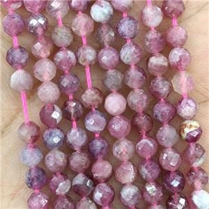 Natural Pink Tourmaline Beads Faceted Round B-Grade, approx 5mm [GB23024]