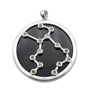 black Obsidian Virgo pendant, circle, approx 35mm dia [GM13921]