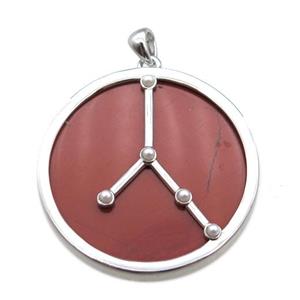Red Jasper Cancer pendant, circle, approx 35mm dia [GM13922]