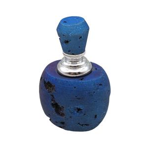 blue Agate Druzy perfume bottle charm without hole, approx 30x40x65mm [GM13971]