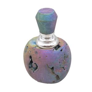 rainbow Agate Druzy perfume bottle charm without hole, approx 30x40x65mm [GM13973]