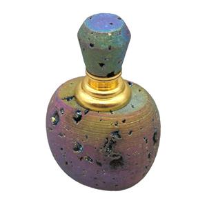 rainbow Agate Druzy perfume bottle charm without hole, approx 30x40x65mm [GM13979]