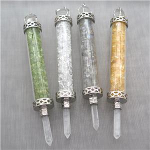 mixed Gemstone chip pendant, approx 15-125mm [GM14011]
