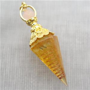 yellow Citrine chips pendulum pendant, approx 6-60mm [GM14012]