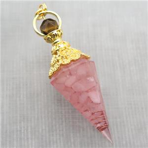 Rose Quartz chips pendulum pendant, approx 6-60mm [GM14017]