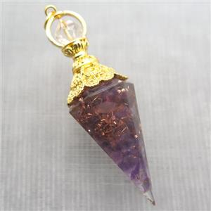 amethyst chips pendulum pendant, approx 6-60mm [GM14023]