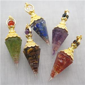 mixed Gemstone chips pendulum pendant, approx 6-60mm [GM14024]