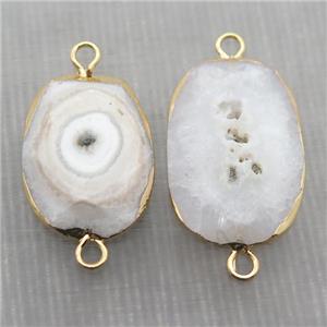 white Quartz Druzy connector, freeform, gold plated, approx 20-30mm [GM14026]