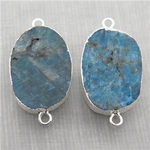 blue Apatite slice connector, freeform, silver plated, approx 20-35mm [GM14027]