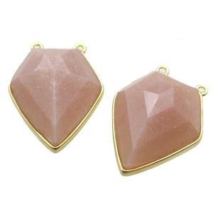 peach Sunstone arrowhead pendant with 2loops, approx 18-25mm [GM14035]