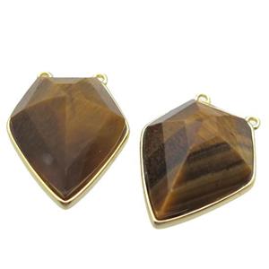 natural Tiger eye stone pendant with 2loops, arrowhead, approx 18-25mm [GM14040]