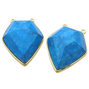 blue turquoise arrowhead pendant with 2loops, approx 18-25mm [GM14041]