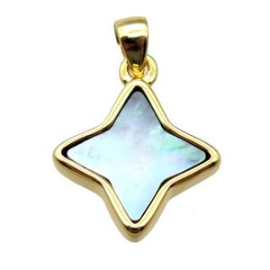 gray Abalone Shell star pendant, gold plated, approx 13mm [GM14044]