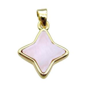 pink Queen Shell star pendant, gold plated, approx 13mm [GM14045]