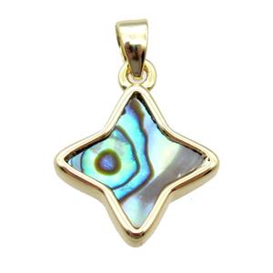 Abalone Shell star pendant, gold plated, approx 13mm [GM14046]