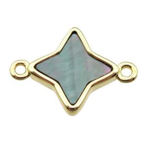 gray Abalone Shell star connector, gold plated, approx 13mm [GM14048]