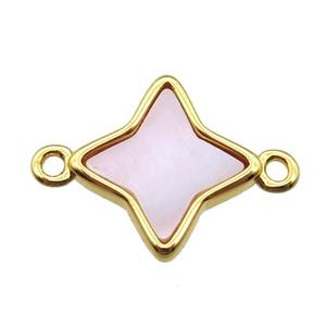 pink Queen Shell star connector, gold plated, approx 13mm [GM14049]