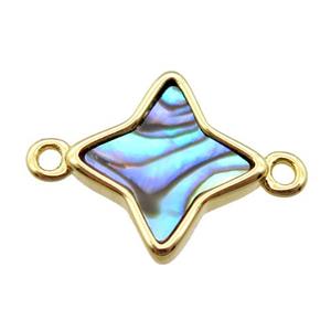 Abalone Shell star connector, gold plated, approx 13mm [GM14050]