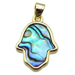Abalone Shell hamsahand pendant, gold plated, approx 12-15mm [GM14054]