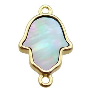 gray Abalone Shell hamsahand connector, gold plated, approx 12-15mm [GM14057]