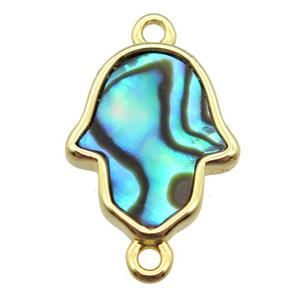 Abalone Shell hamsahand connector, gold plated, approx 12-15mm [GM14058]