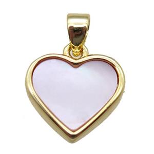 pink queen shell heart pendant, gold plated, approx 12mm dia [GM14061]