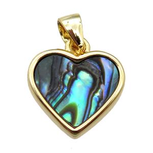 Abalone Shell heart pendant, gold plated, approx 12mm dia [GM14062]