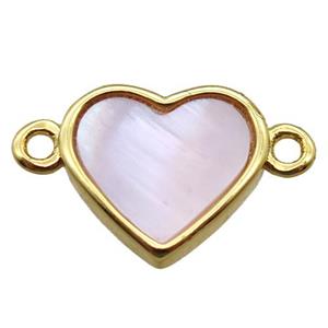 pink queen shell heart connector, gold plated, approx 12mm dia [GM14064]