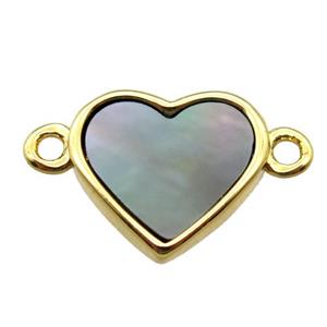 gray abalone shell heart connector, gold plated, approx 12mm dia [GM14065]