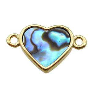 abalone shell heart connector, gold plated, approx 12mm dia [GM14066]