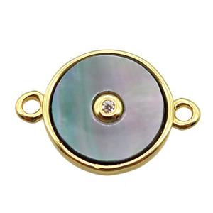 gray abalone shell circle connector, gold plated, approx 12mm dia [GM14086]