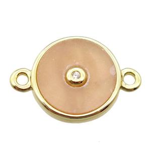 peach sunstone circle connector, gold plated, approx 12mm dia [GM14087]